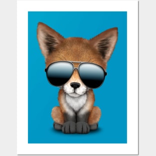 Cute Baby Red Fox Wearing Sunglasses Posters and Art